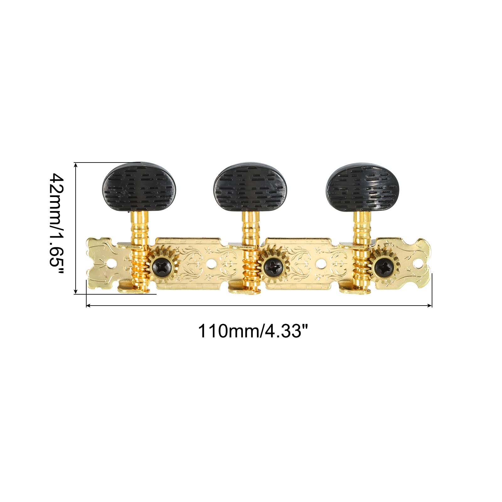 PATIKIL Classical Guitar String Tuning Pegs Chrome Plated Machine Heads Tuning Keys Tuners Single Hole for Classical Guitar 3L 3